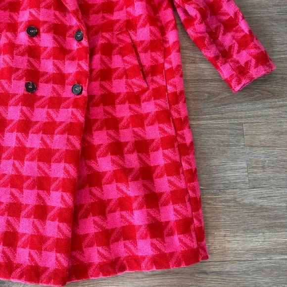 Pink & Red Plaid Winter Pea Coat - Picture 2 of 11